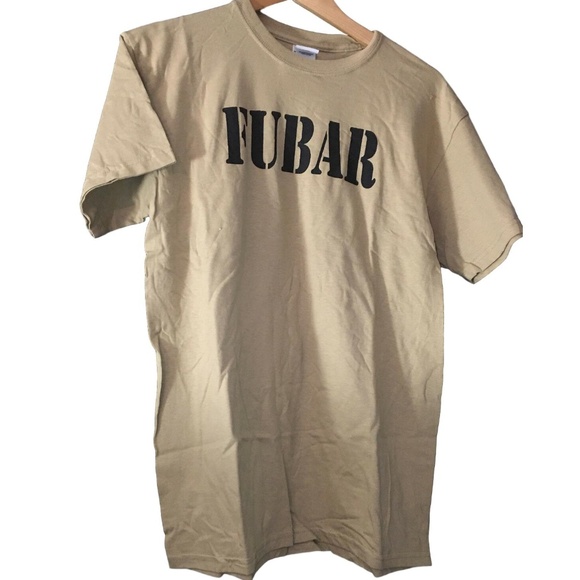 Military Humor FUBAR slang tan cotton shirt - Picture 1 of 1